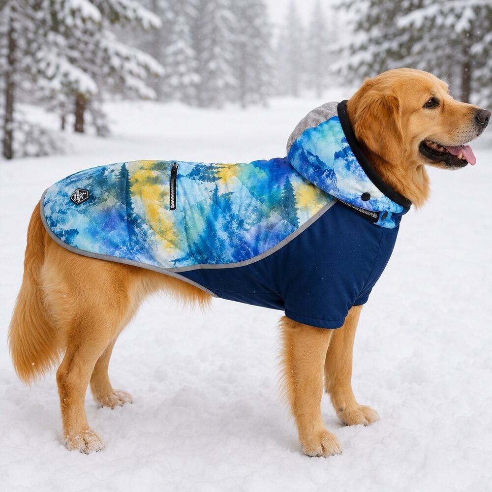 Arcadia Trail XL Dog Coat Light Up Puffer Fleece Hood Insulated Reflective Camp